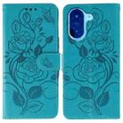For Redmi A5 4G 171.7mm Rose Butterfly Embossed Leather Phone Case(Blue) - 1