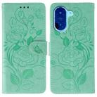 For Redmi A5 4G 171.7mm Rose Butterfly Embossed Leather Phone Case(Green) - 1