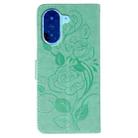 For Redmi A5 4G 171.7mm Rose Butterfly Embossed Leather Phone Case(Green) - 3