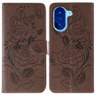 For Redmi A5 4G 171.7mm Rose Butterfly Embossed Leather Phone Case(Brown) - 1