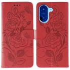 For Redmi A5 4G 171.7mm Rose Butterfly Embossed Leather Phone Case(Red) - 1