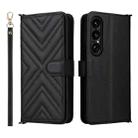 For Sony Xperia 1 VII Multifunctional 6-Card Slots Leather Phone Case with Wrist Strap(Black) - 1