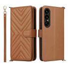 For Sony Xperia 1 VII Multifunctional 6-Card Slots Leather Phone Case with Wrist Strap(Brown) - 1