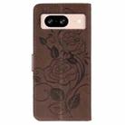 For Google Pixel 8 Rose Butterfly Embossed Leather Phone Case(Brown) - 3