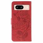 For Google Pixel 8 Rose Butterfly Embossed Leather Phone Case(Red) - 3