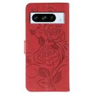 For Google Pixel 8 Pro Rose Butterfly Embossed Leather Phone Case(Red) - 3