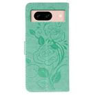 For Google Pixel 8a Rose Butterfly Embossed Leather Phone Case(Green) - 3