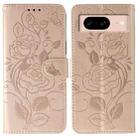 For Google Pixel 8a Rose Butterfly Embossed Leather Phone Case(Rose Gold) - 1