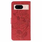 For Google Pixel 8a Rose Butterfly Embossed Leather Phone Case(Red) - 3