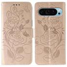 For Google Pixel 9 Pro Rose Butterfly Embossed Leather Phone Case(Rose Gold) - 1