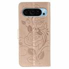 For Google Pixel 9 Pro Rose Butterfly Embossed Leather Phone Case(Rose Gold) - 3