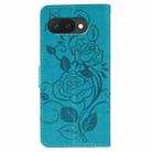 For Google Pixel 9a Rose Butterfly Embossed Leather Phone Case(Blue) - 3