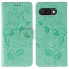 For Google Pixel 9a Rose Butterfly Embossed Leather Phone Case(Green) - 1