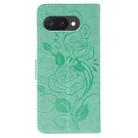 For Google Pixel 9a Rose Butterfly Embossed Leather Phone Case(Green) - 3