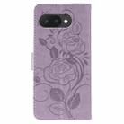 For Google Pixel 9a Rose Butterfly Embossed Leather Phone Case(Purple) - 3
