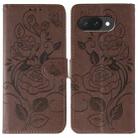 For Google Pixel 9a Rose Butterfly Embossed Leather Phone Case(Brown) - 1