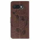 For Google Pixel 9a Rose Butterfly Embossed Leather Phone Case(Brown) - 3