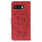 For Google Pixel 9a Rose Butterfly Embossed Leather Phone Case(Red) - 3