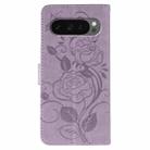 For Google Pixel 10 Pro XL Rose Butterfly Embossed Leather Phone Case(Purple) - 3