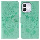 For Honor 400 Lite Rose Butterfly Embossed Leather Phone Case(Green) - 1