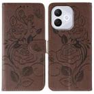 For Honor 400 Lite Rose Butterfly Embossed Leather Phone Case(Brown) - 1