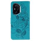 For Honor 400 Rose Butterfly Embossed Leather Phone Case(Blue) - 3