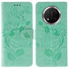 For Honor Magic7 Lite / X9c Rose Butterfly Embossed Leather Phone Case(Green) - 1