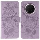 For Honor Magic7 Lite / X9c Rose Butterfly Embossed Leather Phone Case(Purple) - 1