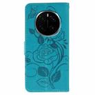 For Honor Magic7 Pro Rose Butterfly Embossed Leather Phone Case(Blue) - 3