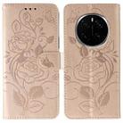 For Honor Magic7 Pro Rose Butterfly Embossed Leather Phone Case(Rose Gold) - 1