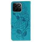 For Honor X7c / Play 60 Plus Rose Butterfly Embossed Leather Phone Case(Blue) - 3