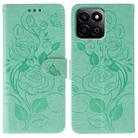 For Honor X7c / Play 60 Plus Rose Butterfly Embossed Leather Phone Case(Green) - 1