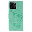 For Honor X7c / Play 60 Plus Rose Butterfly Embossed Leather Phone Case(Green) - 3