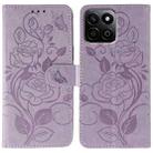 For Honor X7c / Play 60 Plus Rose Butterfly Embossed Leather Phone Case(Purple) - 1
