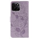 For Honor X7c / Play 60 Plus Rose Butterfly Embossed Leather Phone Case(Purple) - 3