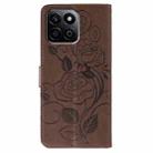 For Honor X7c / Play 60 Plus Rose Butterfly Embossed Leather Phone Case(Brown) - 3