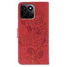 For Honor X7c / Play 60 Plus Rose Butterfly Embossed Leather Phone Case(Red) - 3
