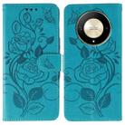 For Honor Magic6 Lite / X50 / X9b Rose Butterfly Embossed Leather Phone Case(Blue) - 1