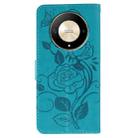 For Honor Magic6 Lite / X50 / X9b Rose Butterfly Embossed Leather Phone Case(Blue) - 3