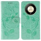 For Honor Magic6 Lite / X50 / X9b Rose Butterfly Embossed Leather Phone Case(Green) - 1
