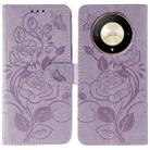 For Honor Magic6 Lite / X50 / X9b Rose Butterfly Embossed Leather Phone Case(Purple) - 1