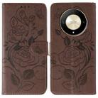 For Honor Magic6 Lite / X50 / X9b Rose Butterfly Embossed Leather Phone Case(Brown) - 1
