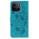For Honor X6c 4G Rose Butterfly Embossed Leather Phone Case(Blue) - 3