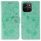 For Honor X6c 4G Rose Butterfly Embossed Leather Phone Case(Green) - 1