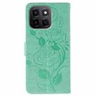 For Honor X6c 4G Rose Butterfly Embossed Leather Phone Case(Green) - 3