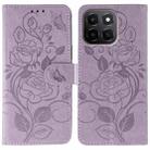 For Honor X6c 4G Rose Butterfly Embossed Leather Phone Case(Purple) - 1