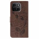For Honor X6c 4G Rose Butterfly Embossed Leather Phone Case(Brown) - 3