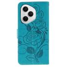 For Honor 400 Pro Global 160.8mm Rose Butterfly Embossed Leather Phone Case(Blue) - 3