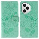 For Honor 400 Pro Global 160.8mm Rose Butterfly Embossed Leather Phone Case(Green) - 1