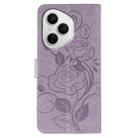 For Honor 400 Pro Global 160.8mm Rose Butterfly Embossed Leather Phone Case(Purple) - 3